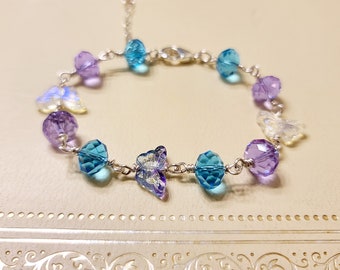 Crystal Fairy Beaded Link Butterfly Bracelet