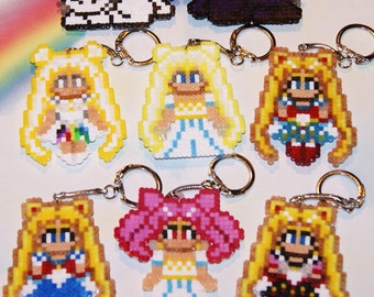 Magical Girl, Moon Warriors, Princess, Purple and White Cat Keychains