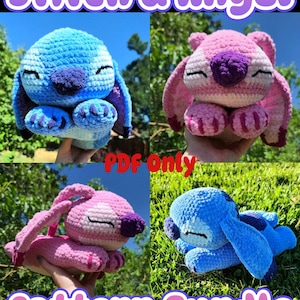 Stitch and Angel Crochet Pattern Bundle - Amigurumi Lilo Stuffed Animal Plushie No felt No paint