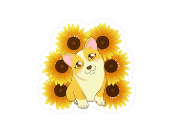 Sunflower the Corgi Vinyl Sticker - UV/Water/Scratch Resistant