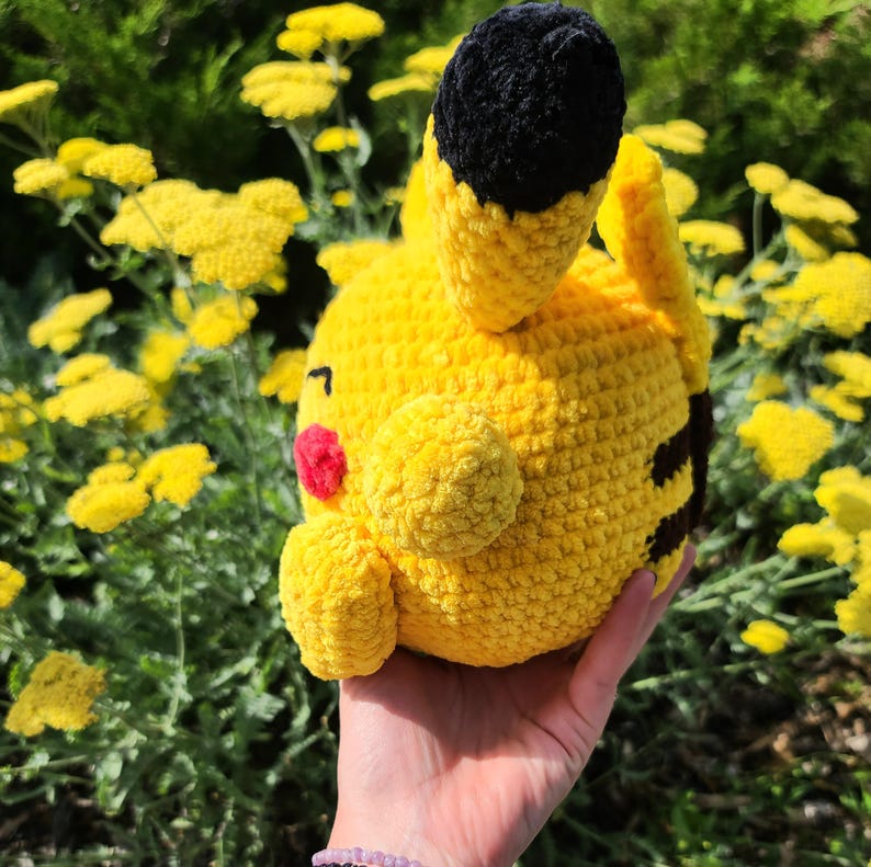 Pikachu Inspired Tubby Cubby Electric Mouse Crochet Pattern Stuffed ...
