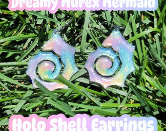 Dreamy Murex Mermaid Holo Shell Earrings