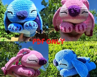 Blue and Pink Alien Crochet Pattern Bundle - Amigurumi Stuffed Animal Plushie No felt No paint