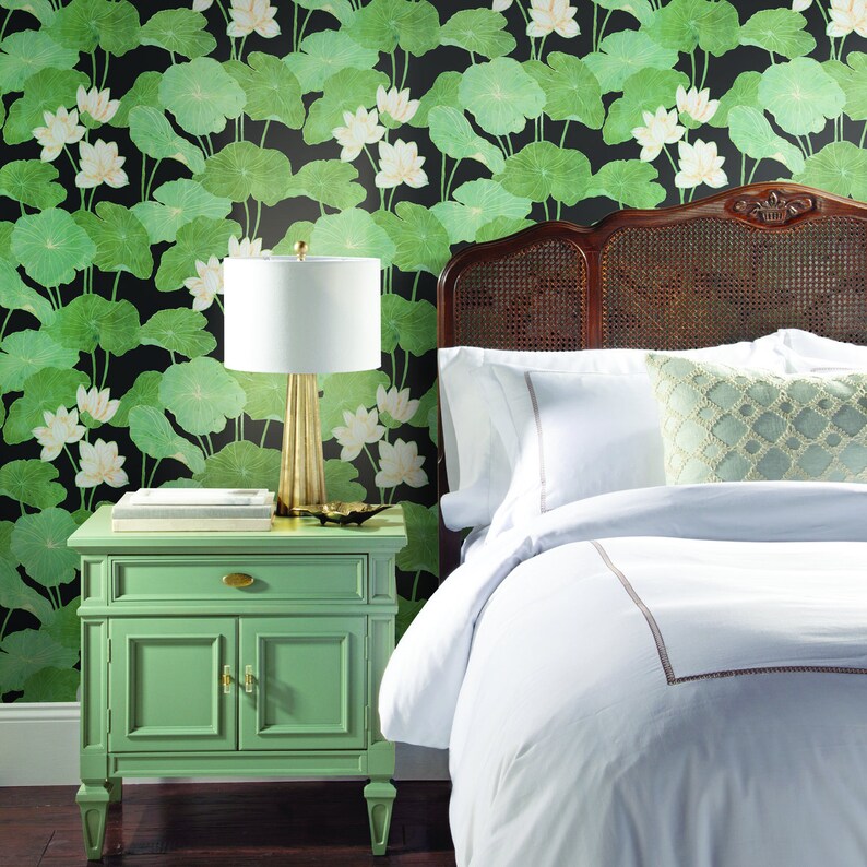 Roommates Lily Pads Peel and Stick Black and Green Wallpaper RMK11245RL