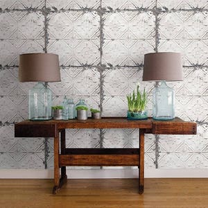 Reclaimed Distressed Tin Ceiling Tiles 3D A Street Prints 2701-22305