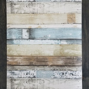 Distressed Blue Weathered Beachwood Rustic Wood Plank Wallpaper FH37555