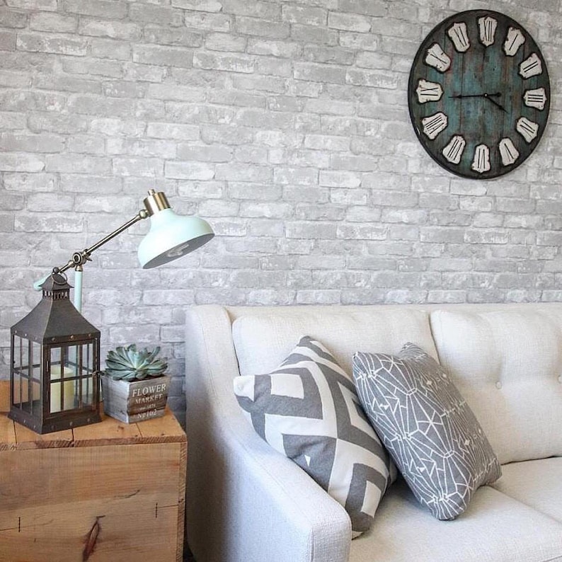 Gray Brick Peel and Stick Modern Farmhouse Wallpaper NU1653 image 5