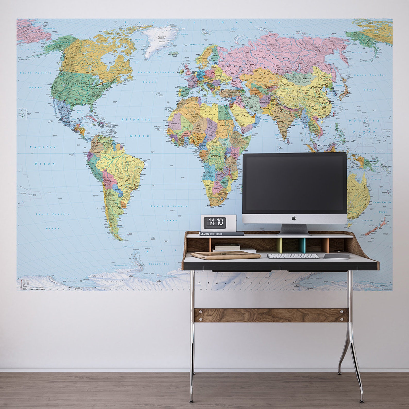Komar Colorful World Map Wall Mural Wallpaper 4050 Etsy