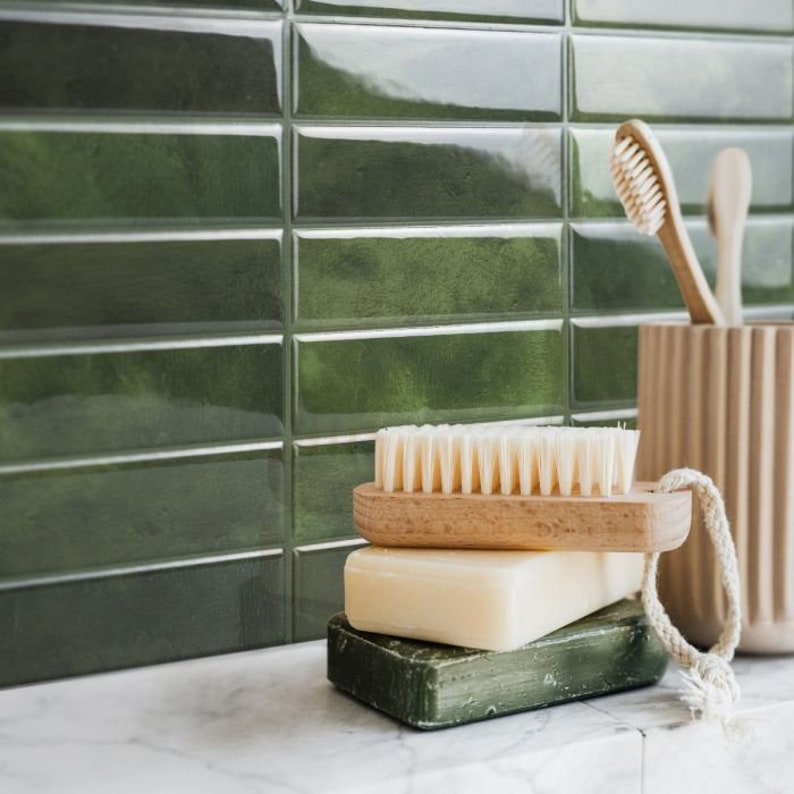 Maroko Sefrou Modern Stack Green Peel and Stick Tile Backsplash SM1231G zdjęcie 5