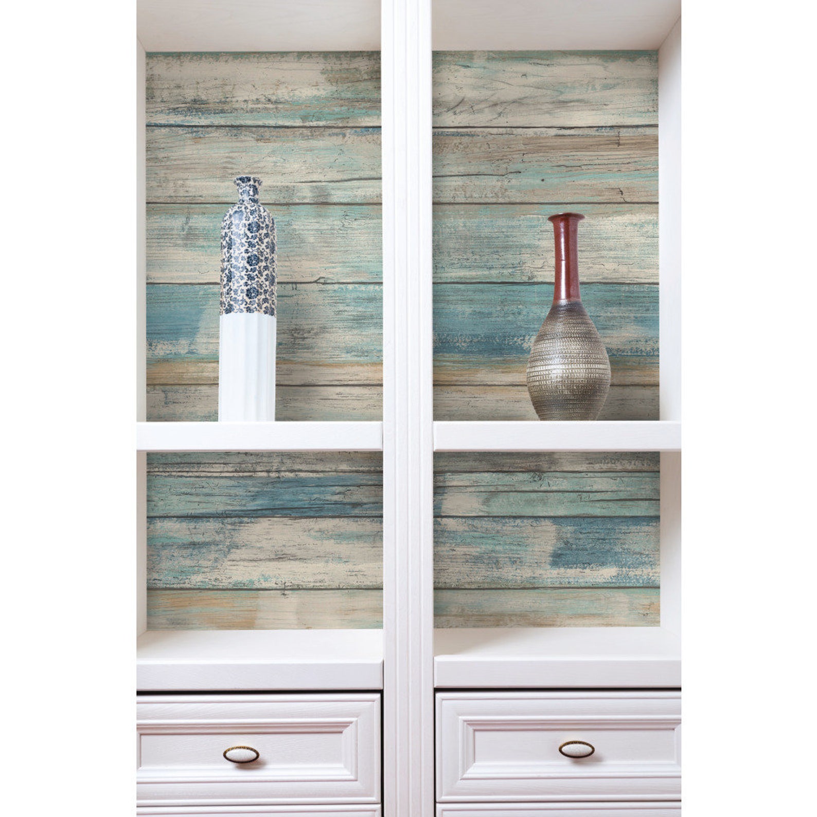 Blue Distressed Barnwood Plank Wood Peel and Stick Wallpaper Etsy