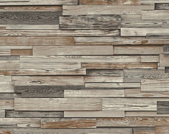 NextWall Peel and Stick Reclaimed Stack Wood Plank Wallpaper NW32601