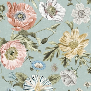 Vintage Poppy Peel and Stick Wallpaper