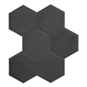 Azulejos para salpicadero de Smart Tiles en color negro mate con diseño hexagonal Walton, despegables y adhesivos, SM1191