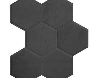 Smart Tiles Matte Black Walton Hex Peel and Stick Tile Backsplash SM1191