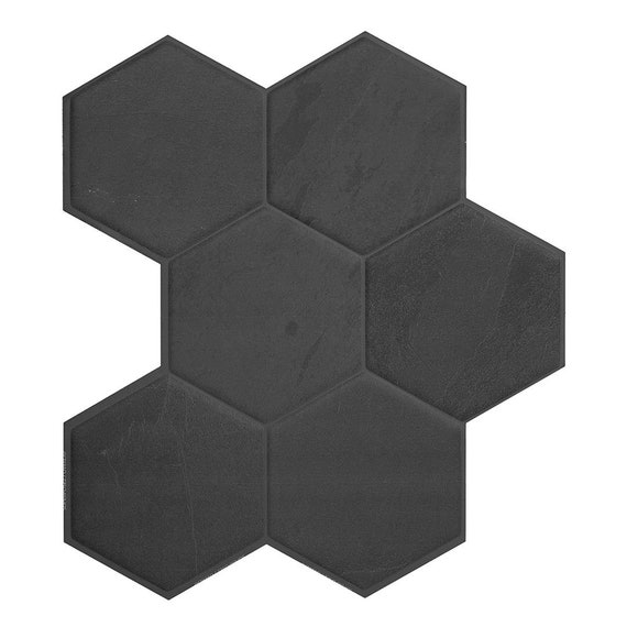 Smart Tiles Matte Black Walton Hex Peel and Stick Tile Backsplash SM1191 