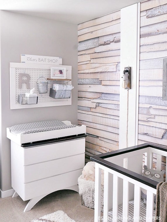 Whitewashed Rustic Reclaimed Wood Wall Mural Boho Chic Distressed Wallpaper 8-920