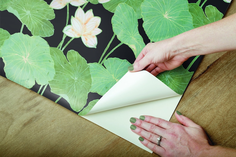Roommates Lily Pads Peel and Stick Black and Green Wallpaper RMK11245RL