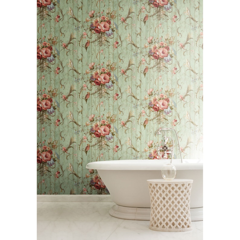 Bird Rose French Cottage Floral Victorian Vintage Wallpaper HA1326 - Etsy
