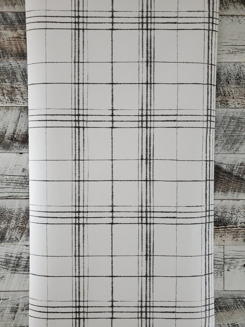 York Farmhouse Plaid Black and White Wallpaper Joanna Gaines Etsy