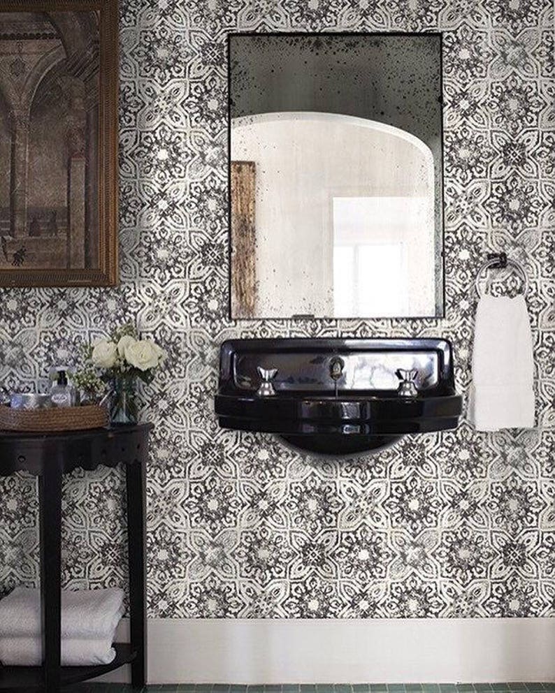 York Patina Vie Vintage Farmhouse Charcoal Gray Fatima Mosaic Image 0