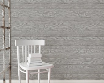 Peel and Stick Charcoal Grey Shiplap Rustic Wood Plank Farmhouse Wallpaper Gray NU2240