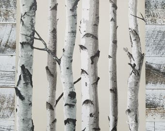 Birch Trees Peel and Stick Botanical Farmhouse Wallpaper NU1650