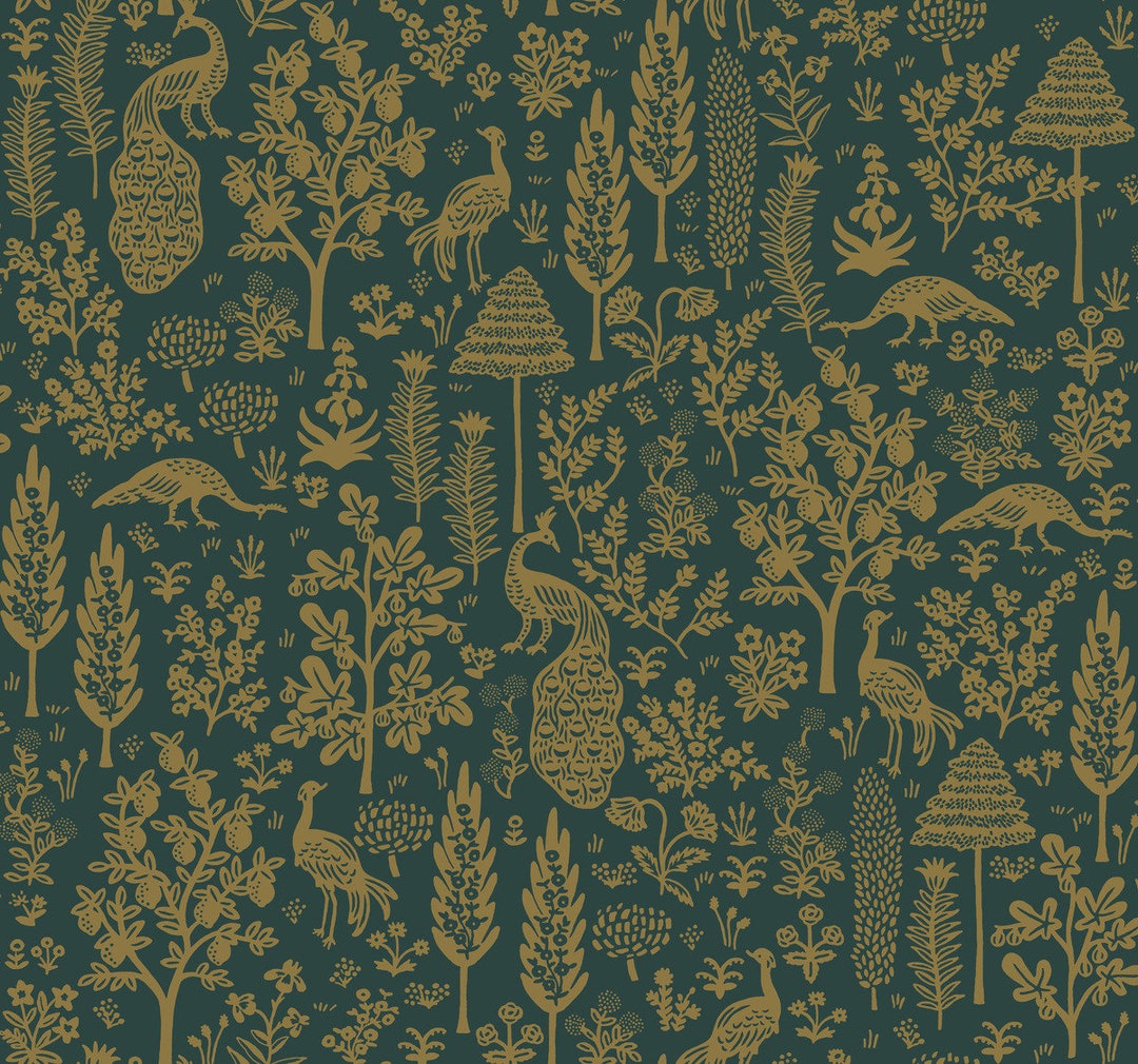 York Rifle Paper Co Emerald Menagerie Toile Wallpaper RP7373 Etsy