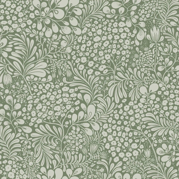 Siv Dark Green Botanical Wallpaper 65125