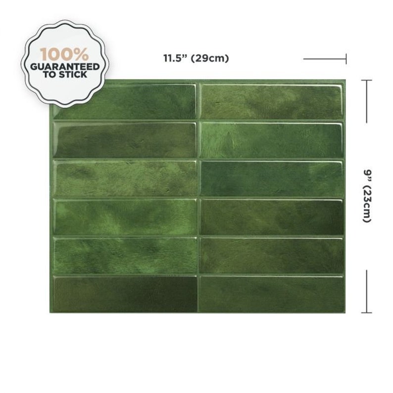 Maroko Sefrou Modern Stack Green Peel and Stick Tile Backsplash SM1231G zdjęcie 3