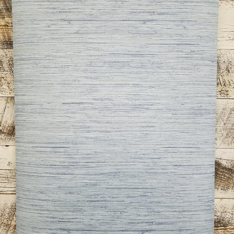 Farmhouse Cottage Coastal Blue Faux Grasscloth York Peel and Stick Wallpaper RMK11561WP 