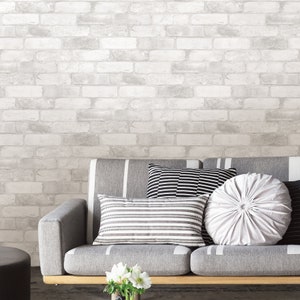 Loft White Texture Brick Peel and Stick Modern Industrial Farmhouse Wallpaper NU2218 image 5
