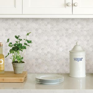 Wallpops Hexagon Marble Farmhouse Peel and Stick Backsplash Tile NH2359