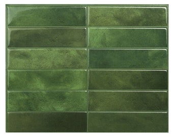 Morocco Sefrou Modern Stack Green Peel and Stick Tile Backsplash SM1231G