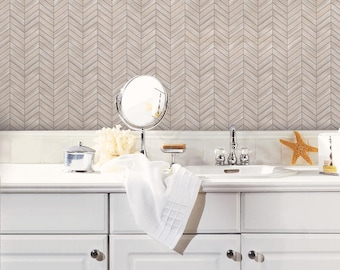 StickTILES Chevron Distressed Brown Gray Wood Peel and Stick Tile Backsplash TIL3461FLT