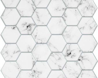 Carrara Marble Hexagon Peel and Stick Tile Backslash DIY TIL4245FLT
