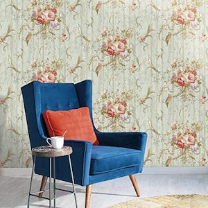 Bird Rose French Cottage Floral Victorian Vintage Wallpaper HA1326 ...