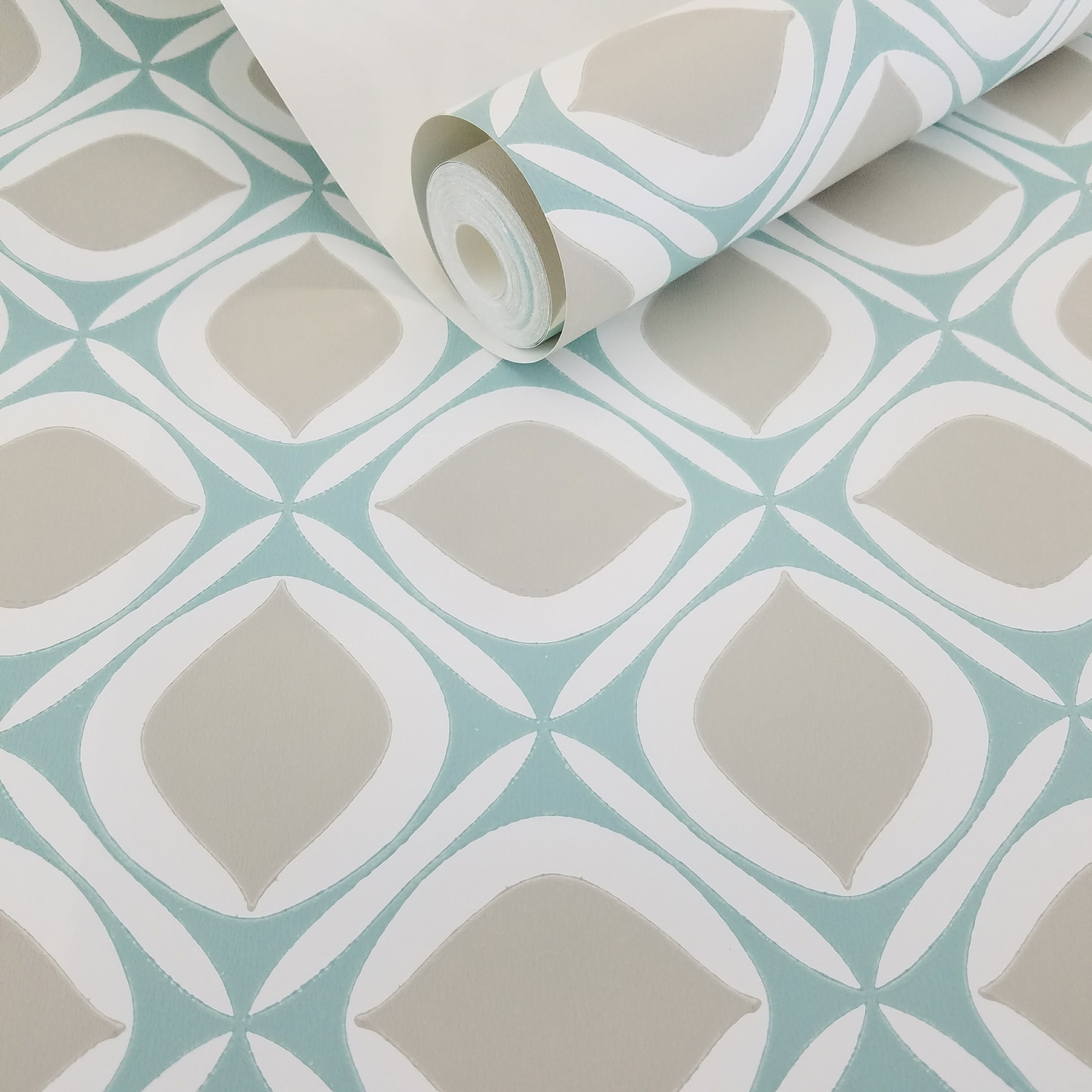 Foxy Retro Blue Geometric Ellipse York Wallpaper HS2085 - Etsy