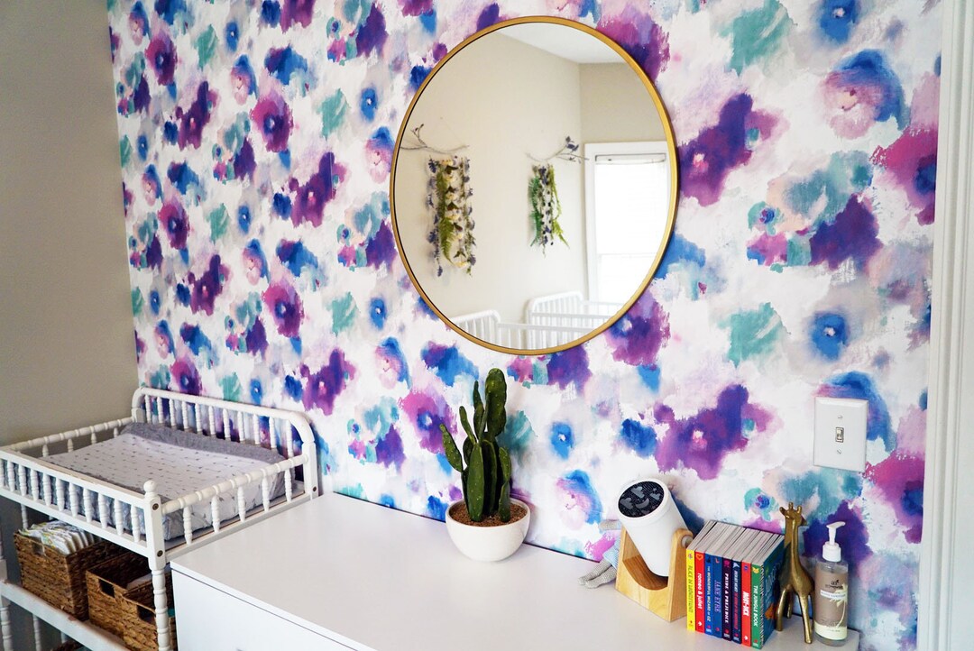 Roommates Impressionist Watercolor Floral Peel and Stick Modern