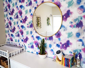 Roommates Impressionist Watercolor Floral Peel and Stick Modern Wallpaper RMK11079WP