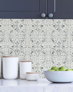 Chelsea Antique Tin White Faux Metallic Peel and Stick Backsplash