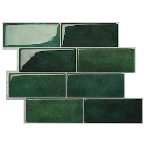 Smart Tiles Metro Fiona Green Subway Peel and Stick Tile Backsplash SM1183