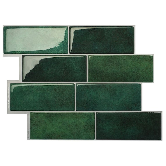 Smart Tiles Metro Fiona Green Subway Peel and Stick Tile