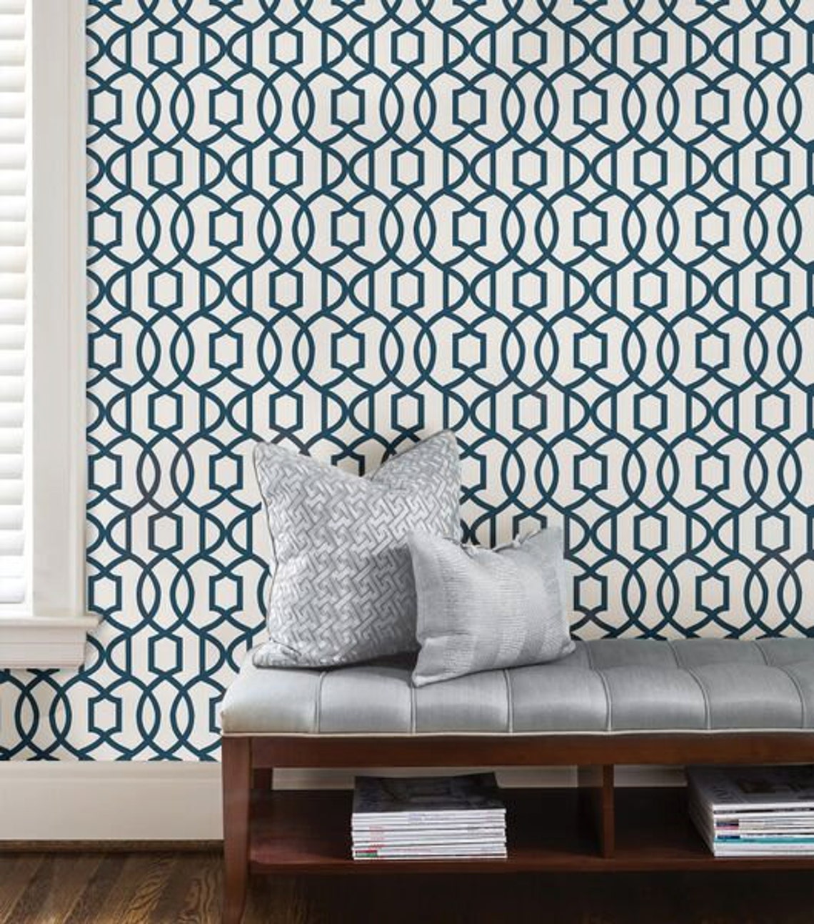 Navy Blue Links NU Wallpaper NU1648 Peel and Stick Wallpaper | Etsy