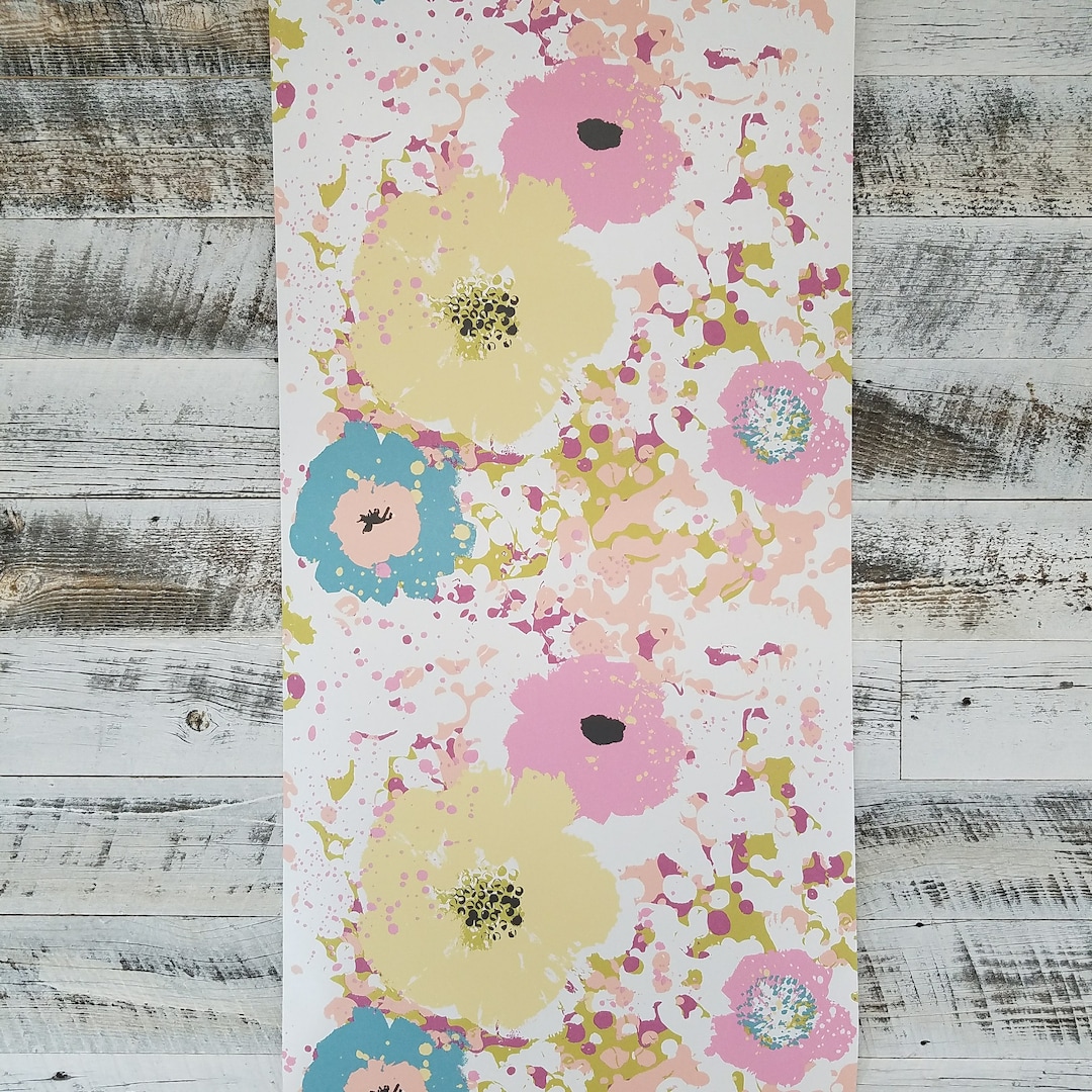 York Wallcoverings Spontaneity Abstract Floral Blue Yellow Green Purple