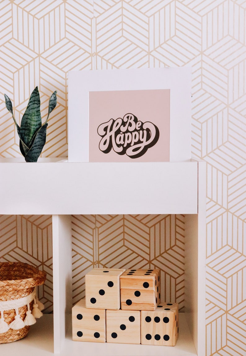 Geometric Gold Hexagon Peel and Stick Mid Century Modern Etsy