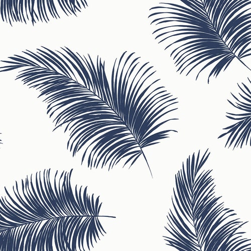 Nextwall Luxe Haven Navy and Green Maui Palm Leaf Wallpaper - Etsy