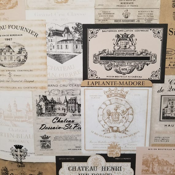 French Country Wine Labels Vintage Cottage Wallpaper Kk26753 Etsy