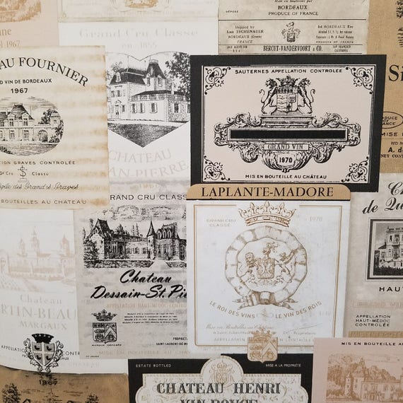 French Country Wine Labels Vintage Cottage Wallpaper Kk26753 Etsy
