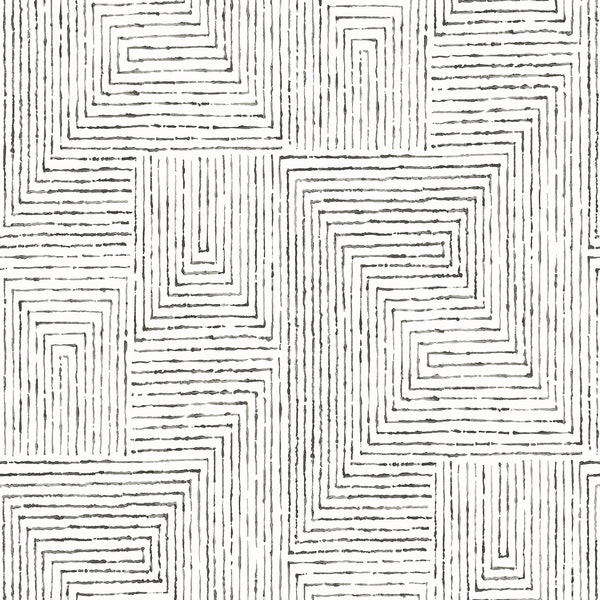 Merritt Black Geometric Wallpaper Scott Living 2964-25958 Mid Century Modern