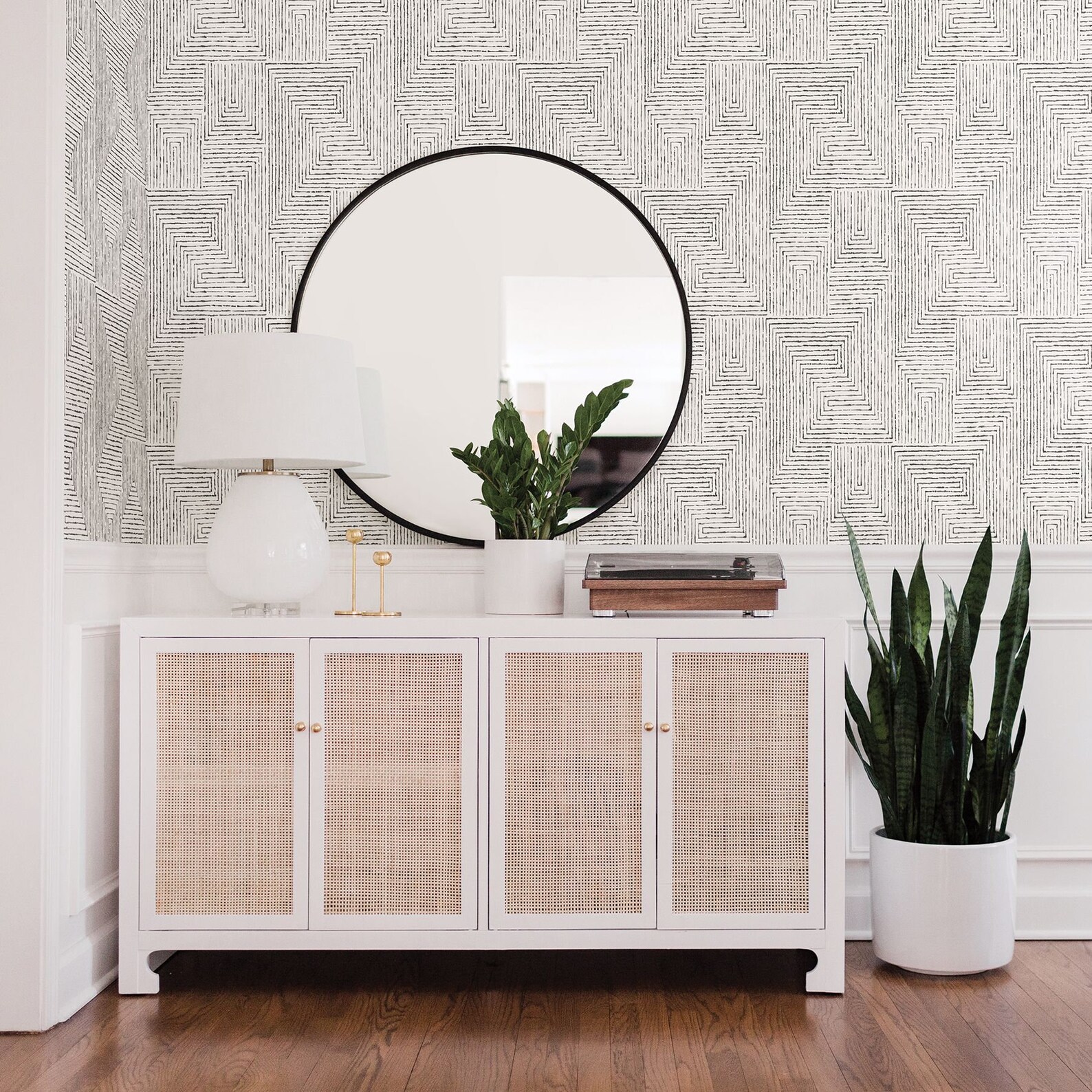 Merritt Black Geometric Wallpaper Scott Living 296425958 Mid Etsy